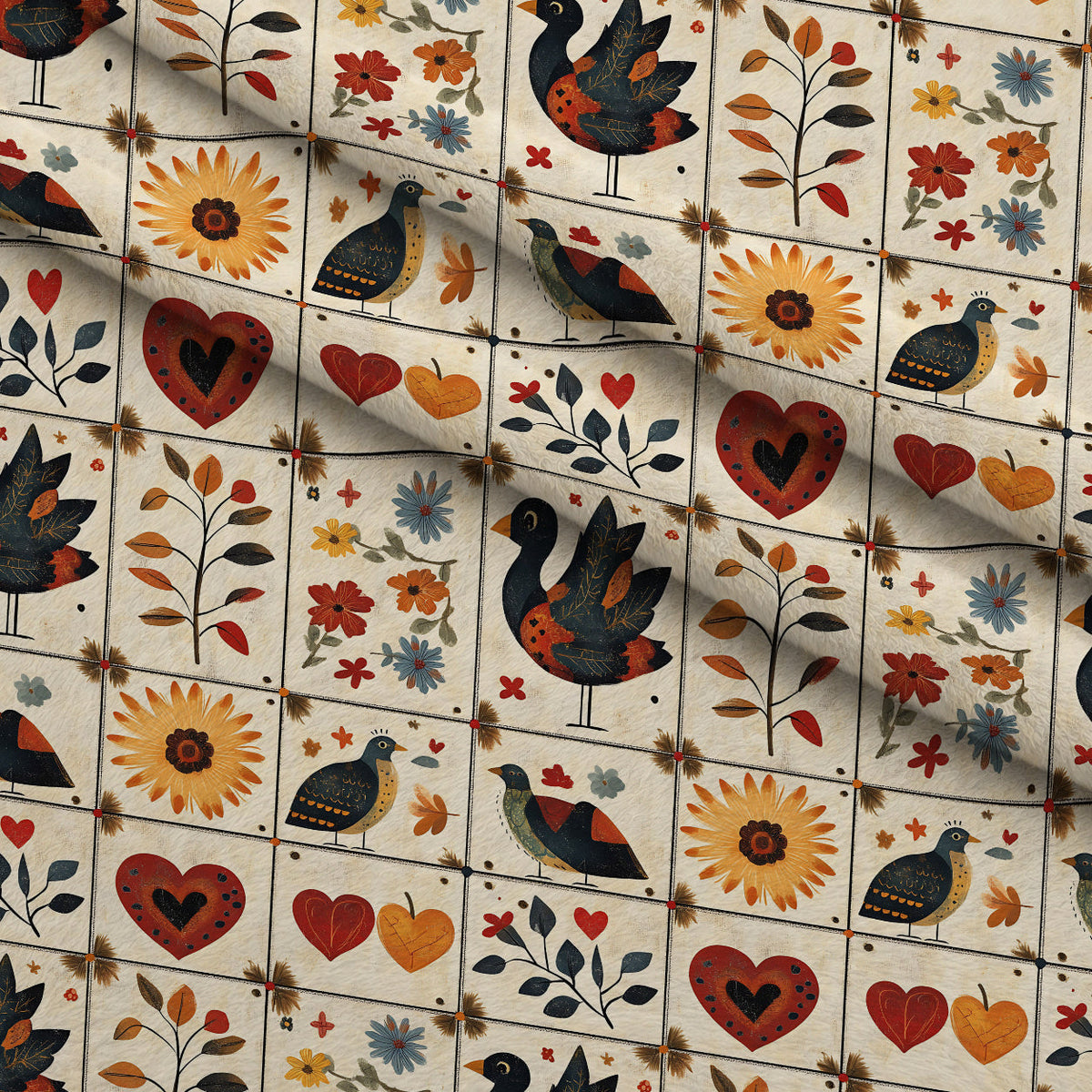 Folk Harvest Pattern 11 Minky Fabric