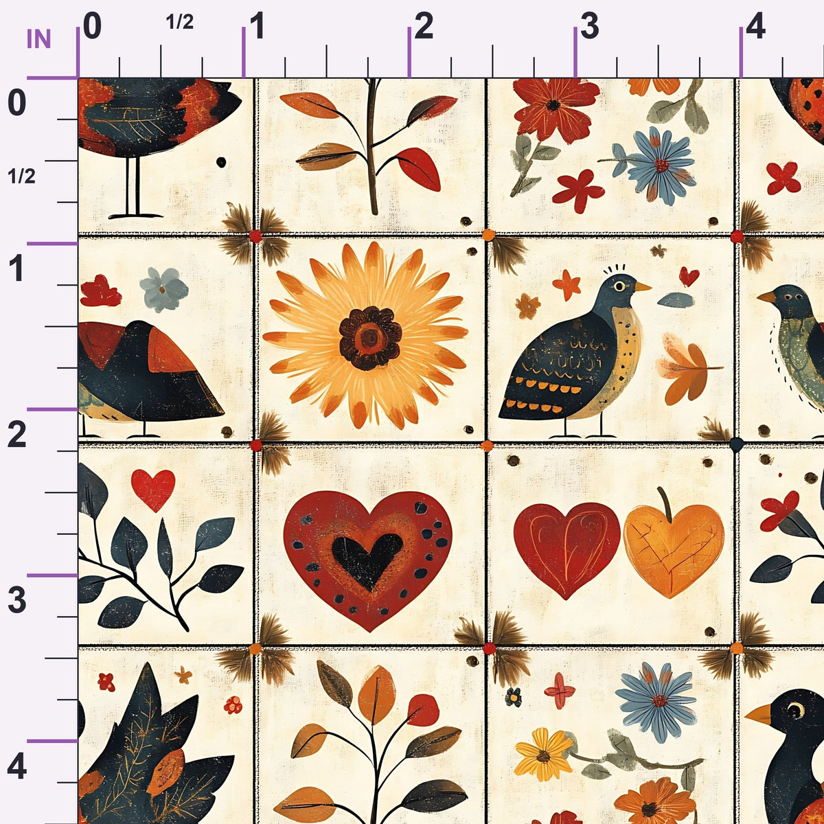 Folk Harvest Pattern 11 Minky Fabric