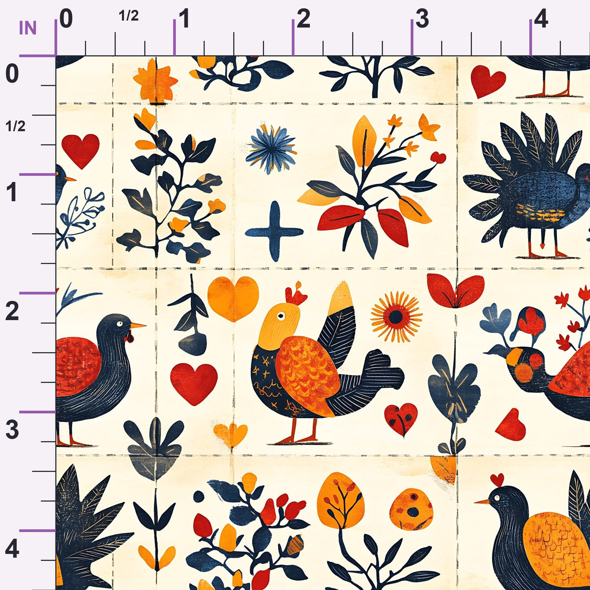 Folk Harvest Pattern 14 Minky Fabric