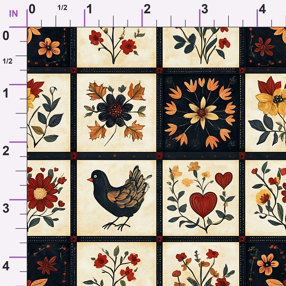 Folk Harvest Pattern 20 Minky Fabric