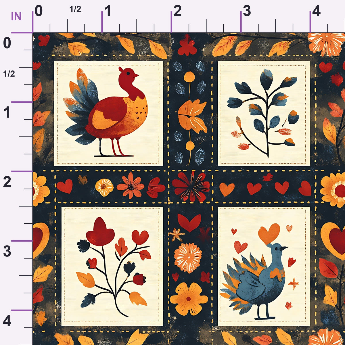 Folk Harvest Pattern 7 Minky Fabric