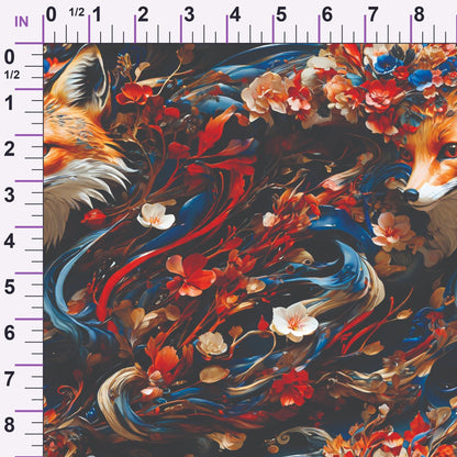 Fox and Flowers Pattern 1 Minky Fabric