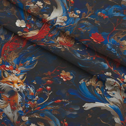 Fox and Flowers Pattern 2 Minky Fabric