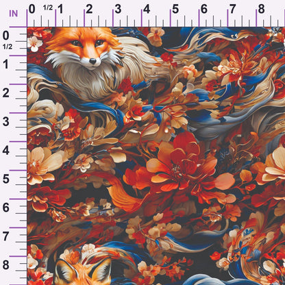 Fox and Flowers Pattern 4 Minky Fabric