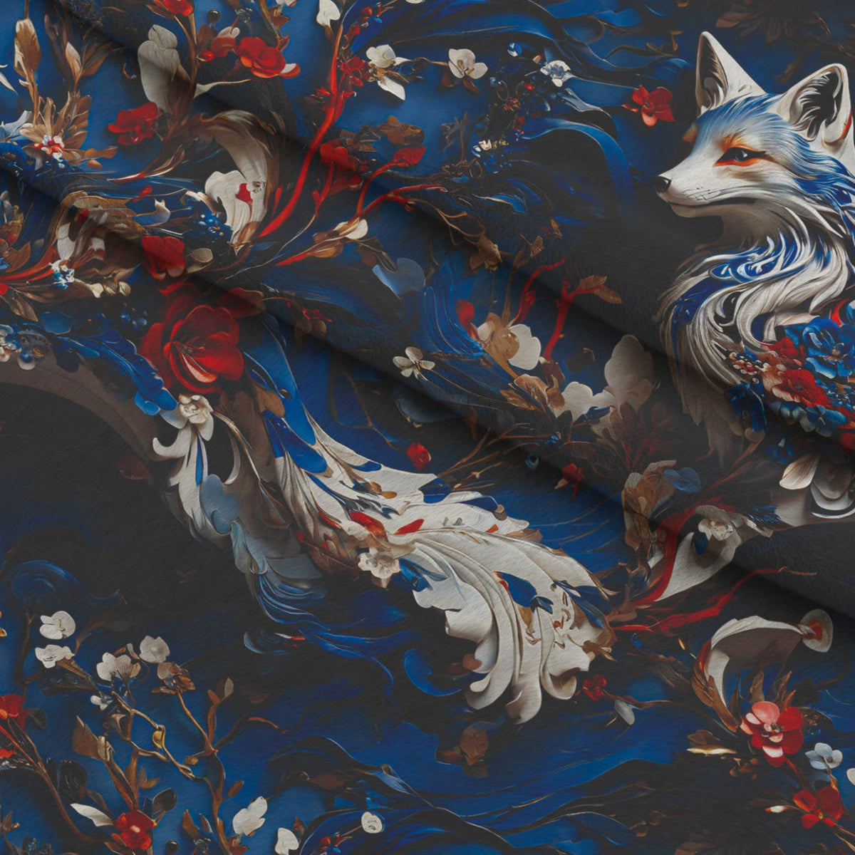Fox and Flowers Pattern 6 Minky Fabric