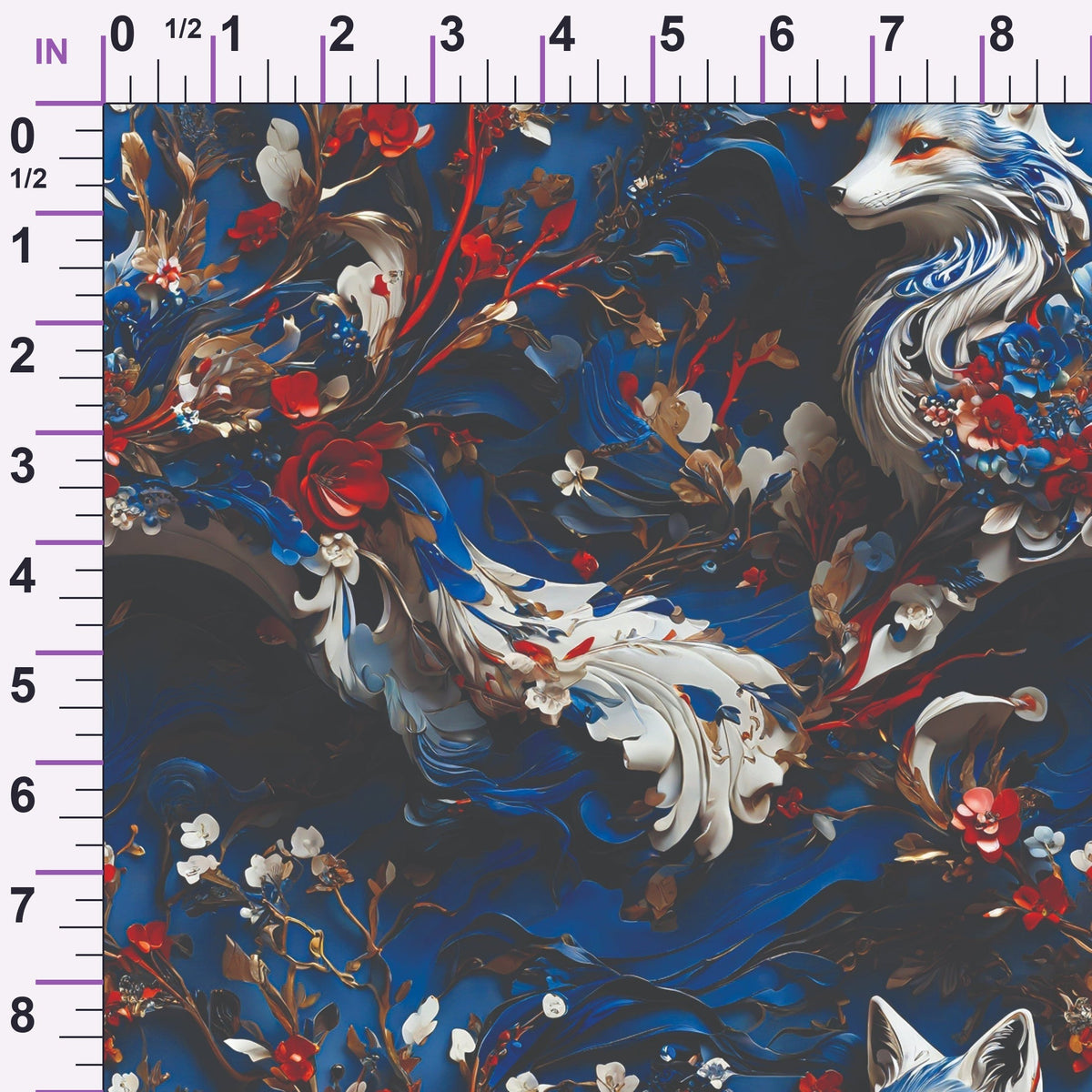 Fox and Flowers Pattern 6 Minky Fabric