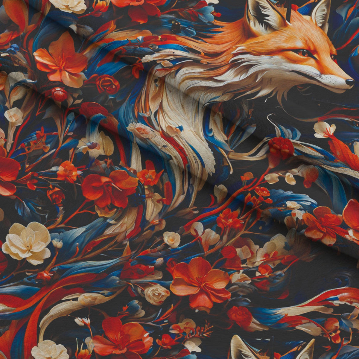 Fox and Flowers Pattern 8 Minky Fabric