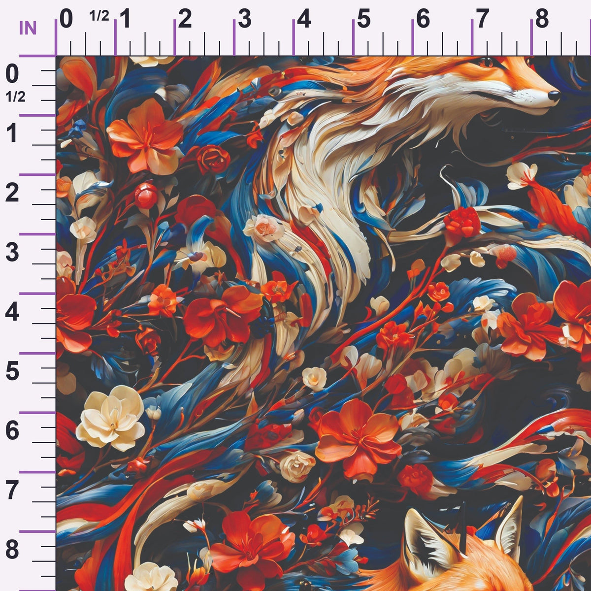 Fox and Flowers Pattern 8 Minky Fabric