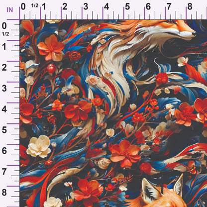 Fox and Flowers Pattern 8 Minky Fabric