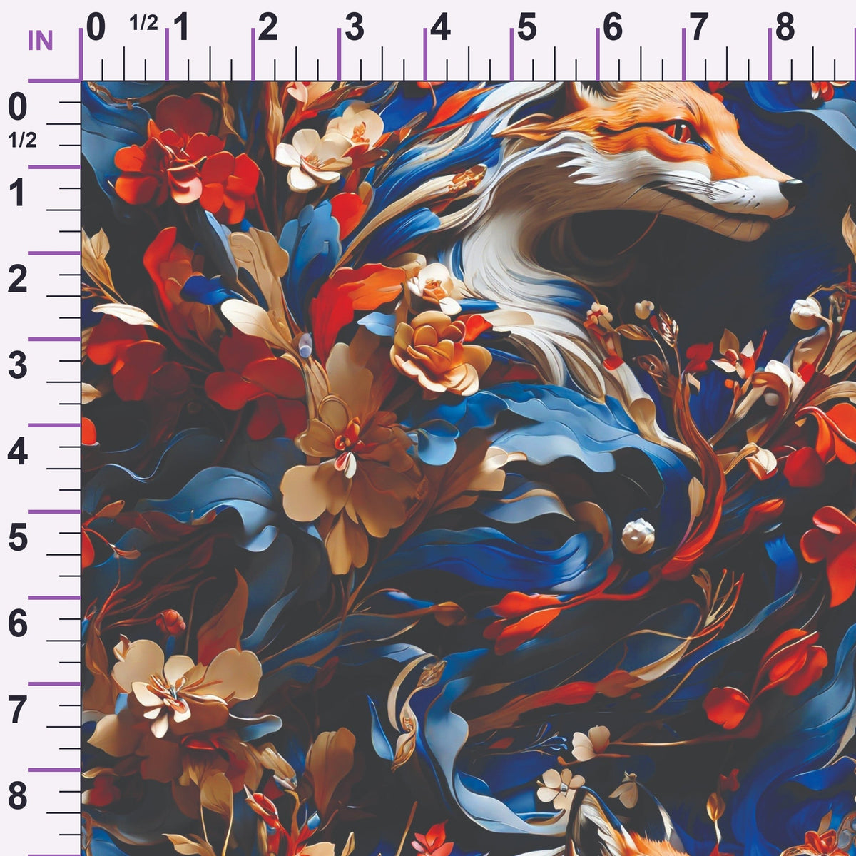 Fox and Flowers Pattern 9 Minky Fabric
