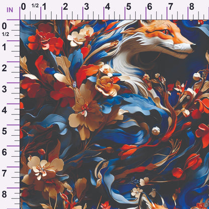 Fox and Flowers Pattern 9 Minky Fabric