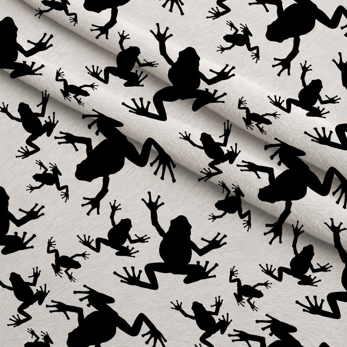 Frog Silhouettes on White Minky Fabric