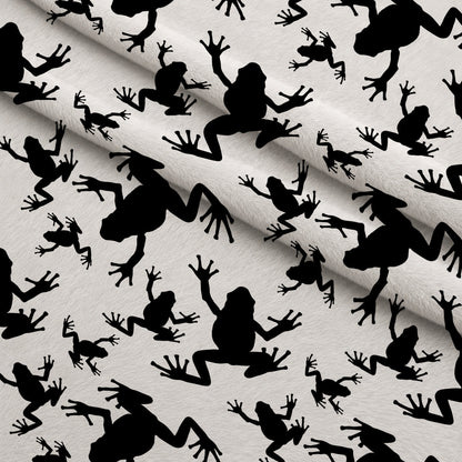 Frog Silhouettes on White Minky Fabric