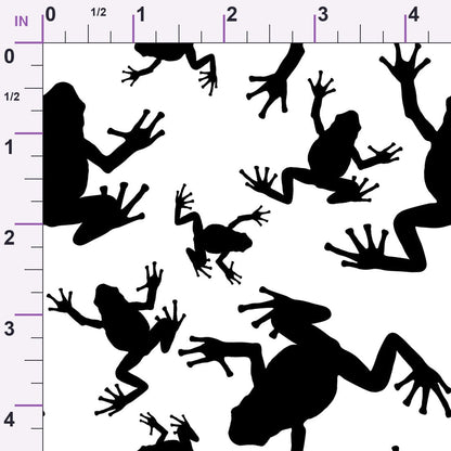 Frog Silhouettes on White Minky Fabric