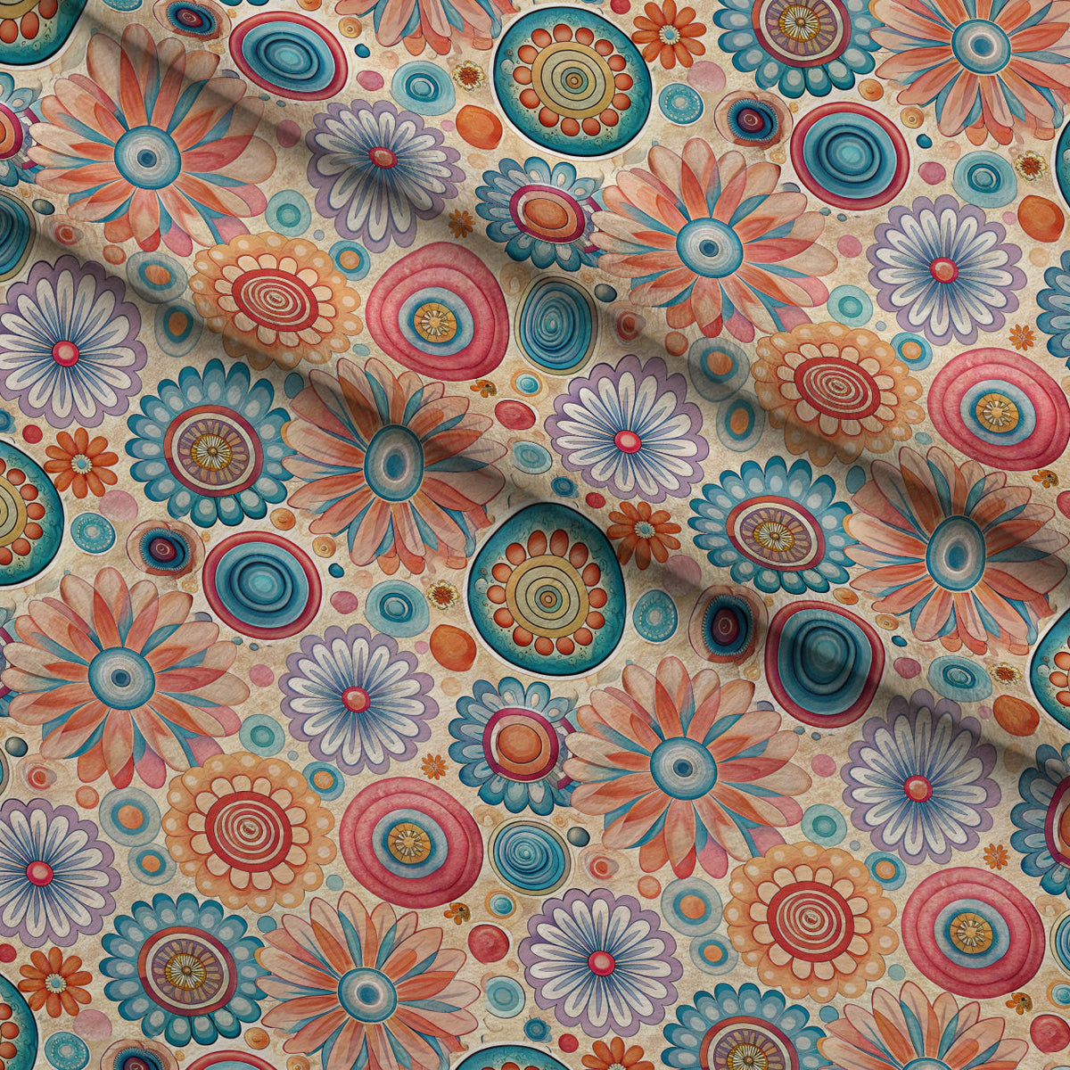 Funky Daisy Watercolor Pattern 22 Minky Fabric