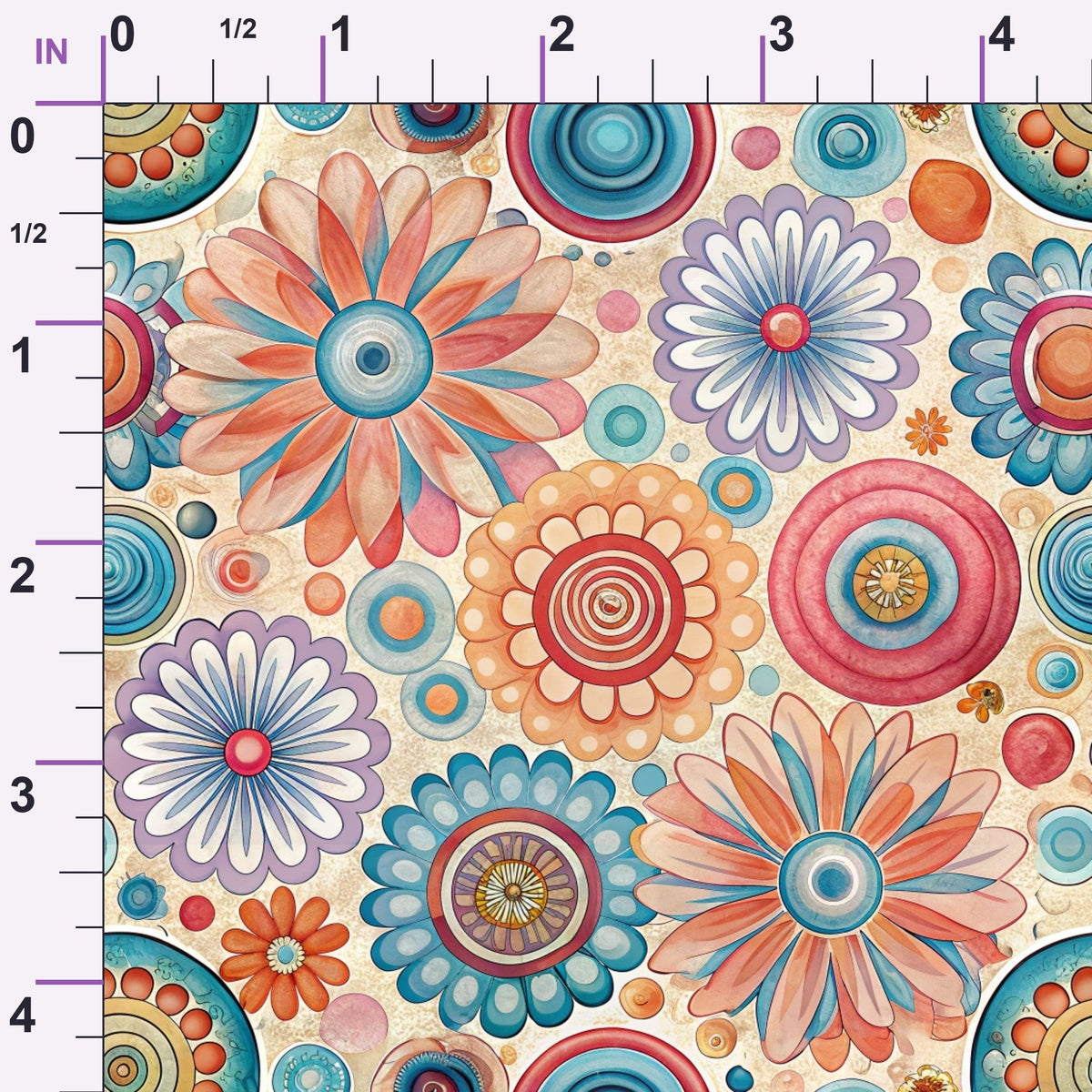 Funky Daisy Watercolor Pattern 22 Minky Fabric