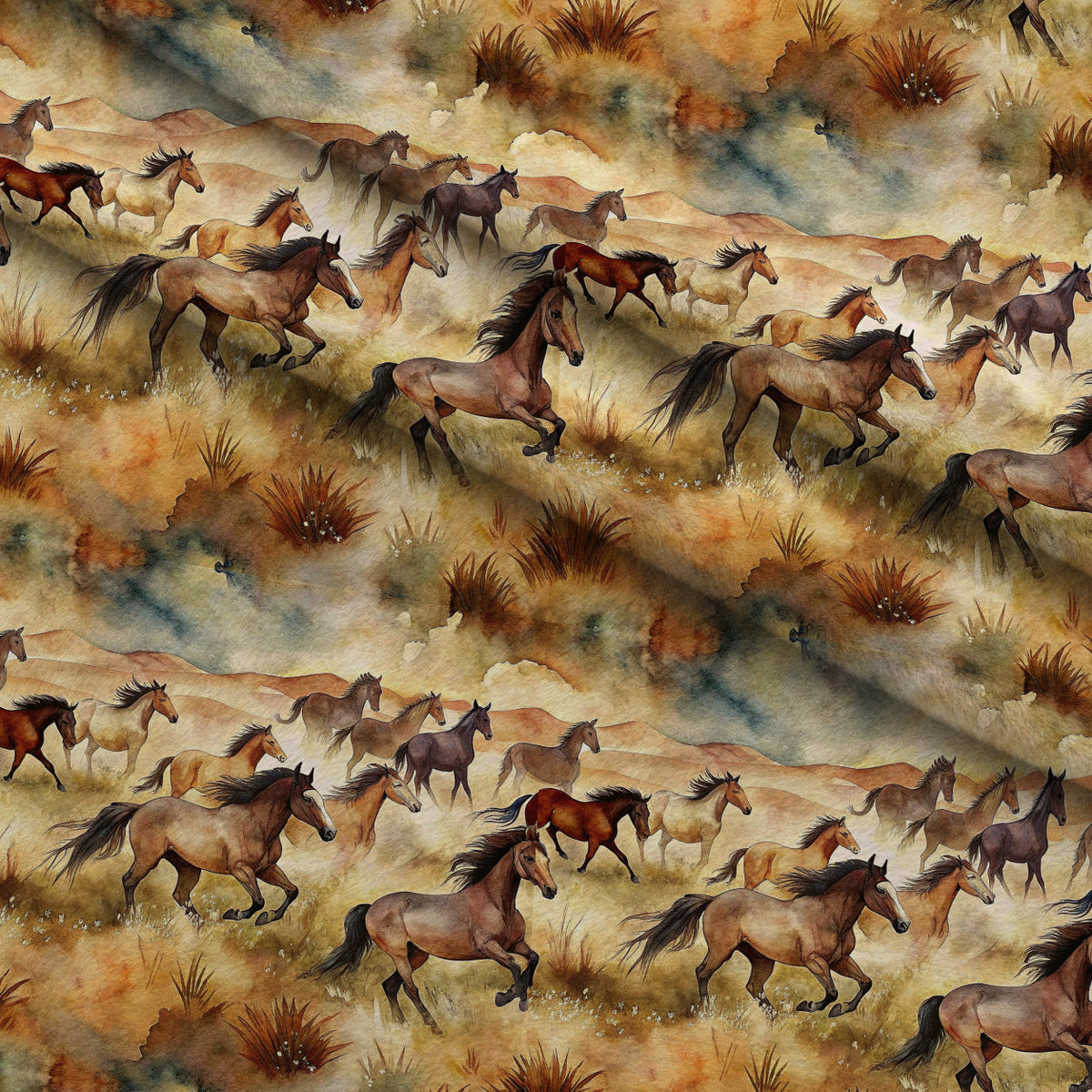 Galloping Mustangs Pattern 1 Minky Fabric