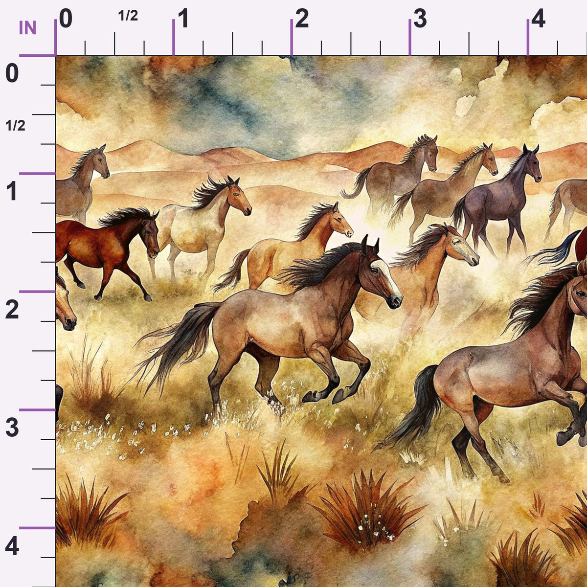 Galloping Mustangs Pattern 1 Minky Fabric
