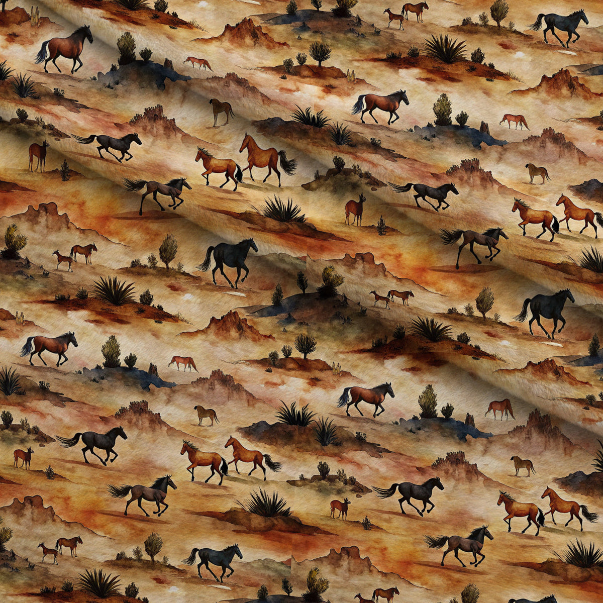 Galloping Mustangs Pattern 12 Minky Fabric