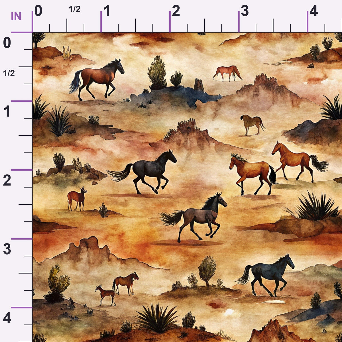 Galloping Mustangs Pattern 12 Minky Fabric