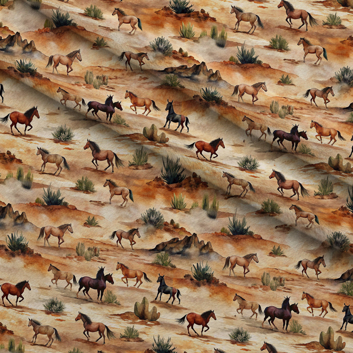 Galloping Mustangs Pattern 13 Minky Fabric