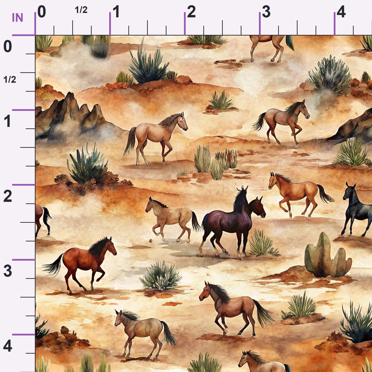 Galloping Mustangs Pattern 13 Minky Fabric