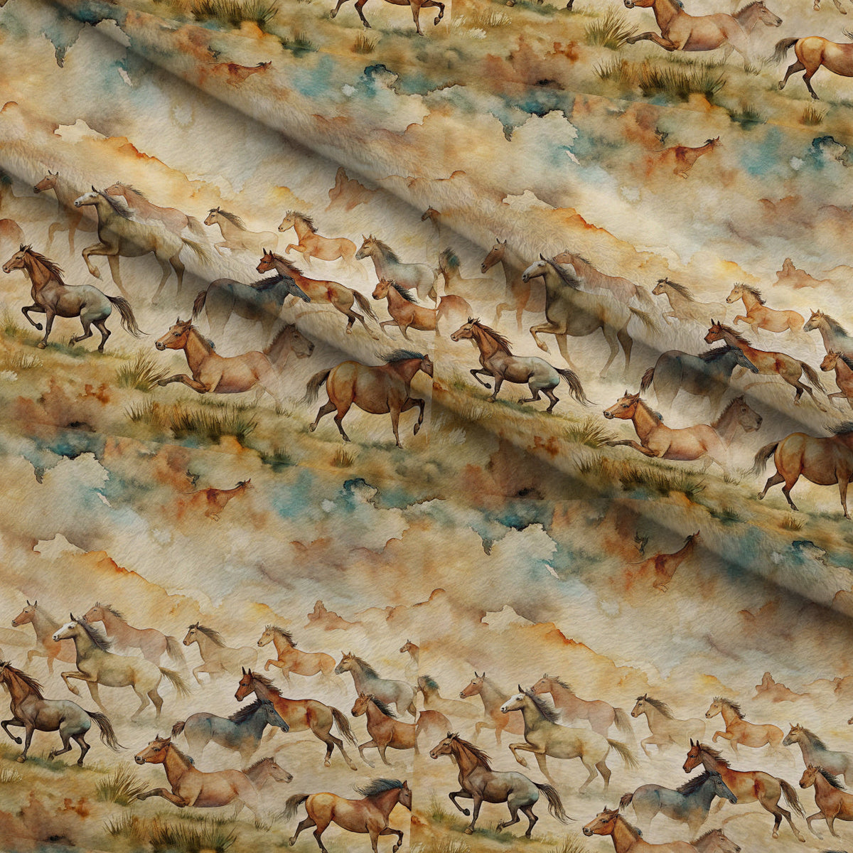 Galloping Mustangs Pattern 14 Minky Fabric
