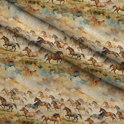 Galloping Mustangs Pattern 14 Minky Fabric
