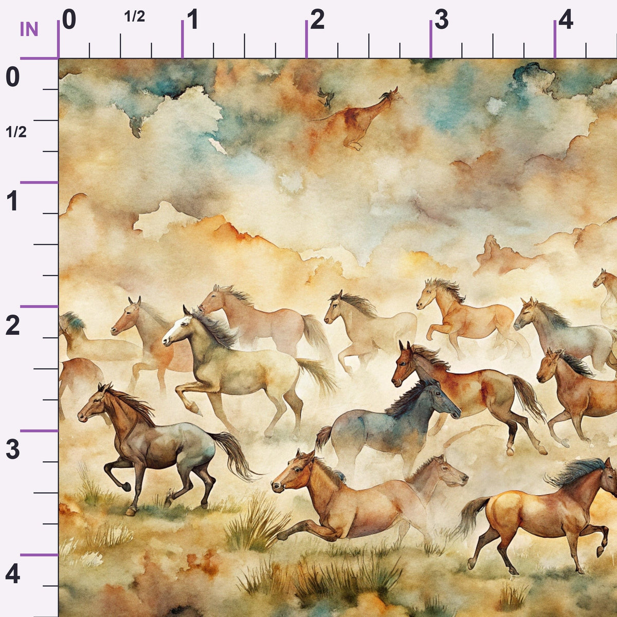 Galloping Mustangs Pattern 14 Minky Fabric