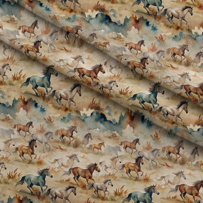 Galloping Mustangs Pattern 15 Minky Fabric