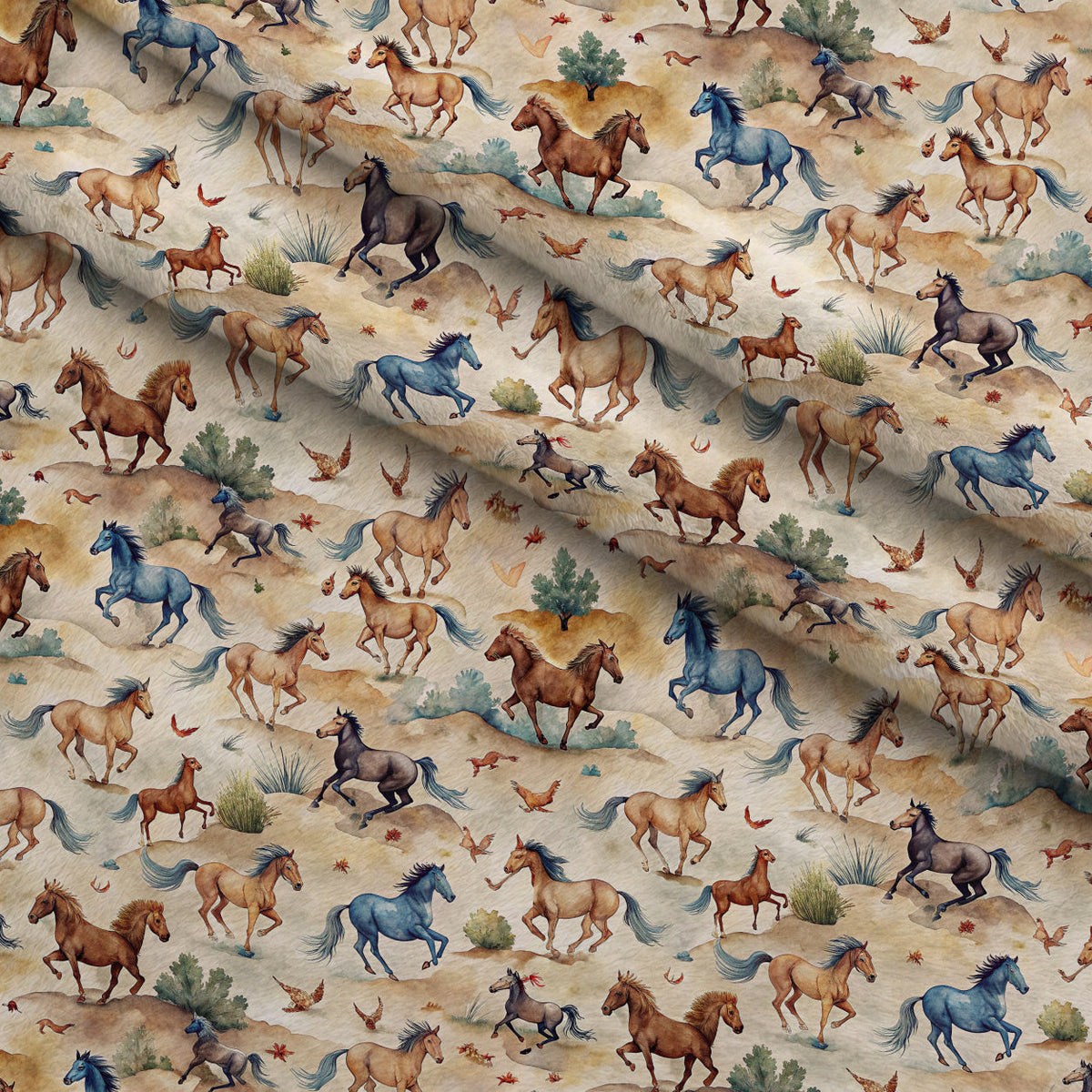 Galloping Mustangs Pattern 18 Minky Fabric