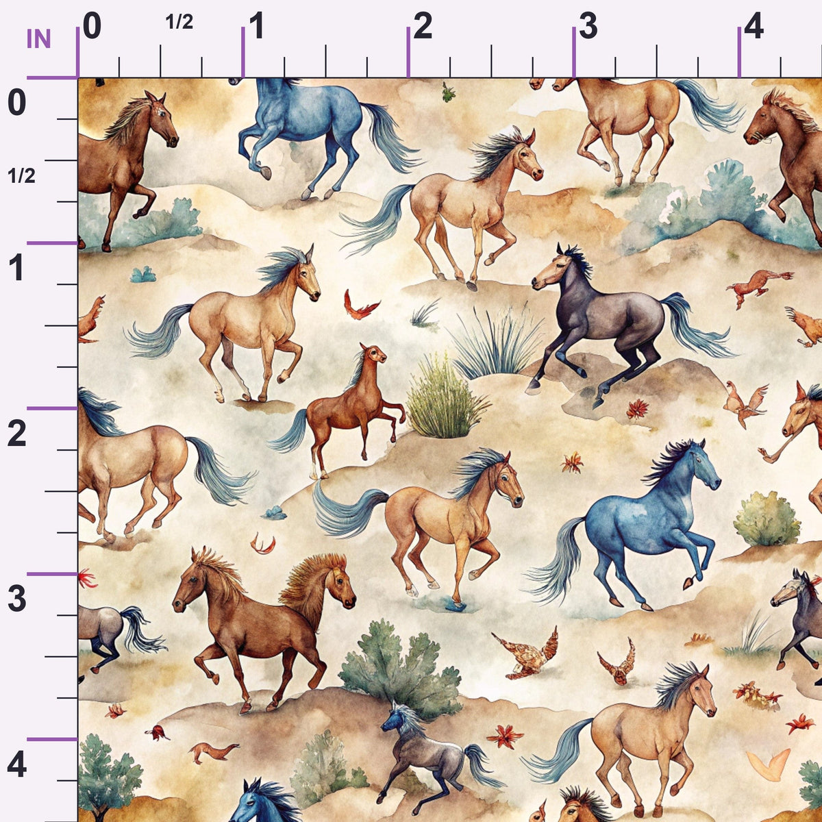 Galloping Mustangs Pattern 18 Minky Fabric