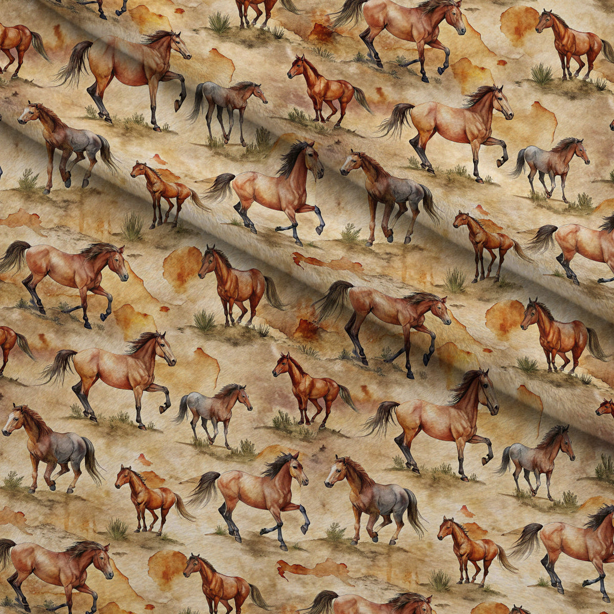 Galloping Mustangs Pattern 2 Minky Fabric