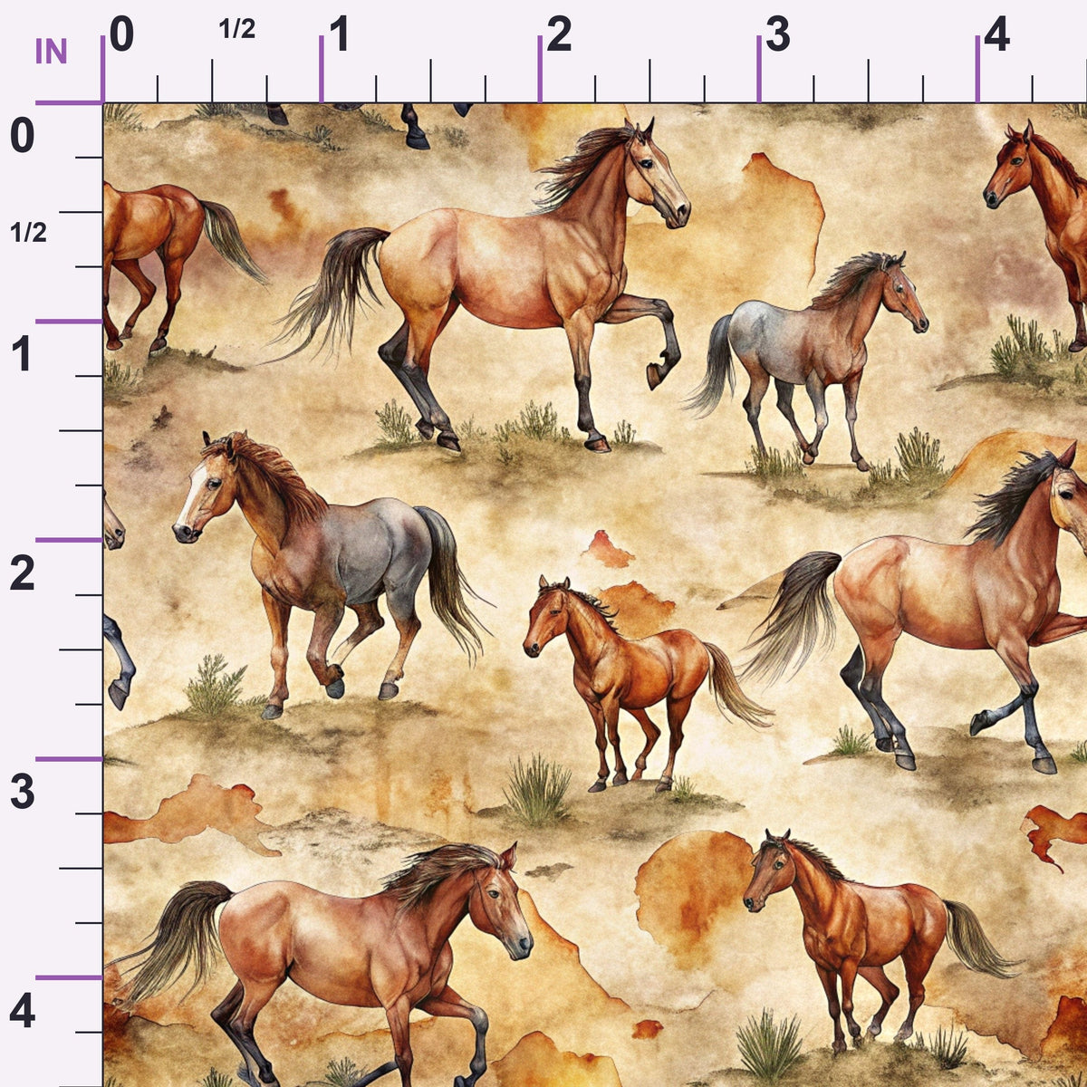 Galloping Mustangs Pattern 2 Minky Fabric