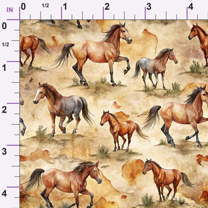 Galloping Mustangs Pattern 2 Minky Fabric