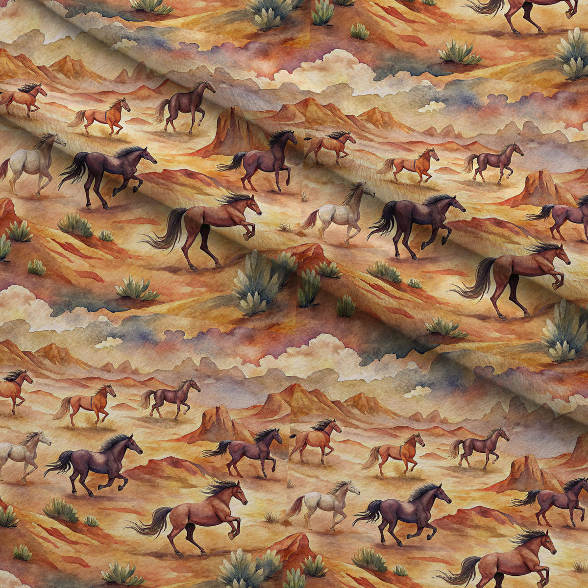 Galloping Mustangs Pattern 20 Minky Fabric
