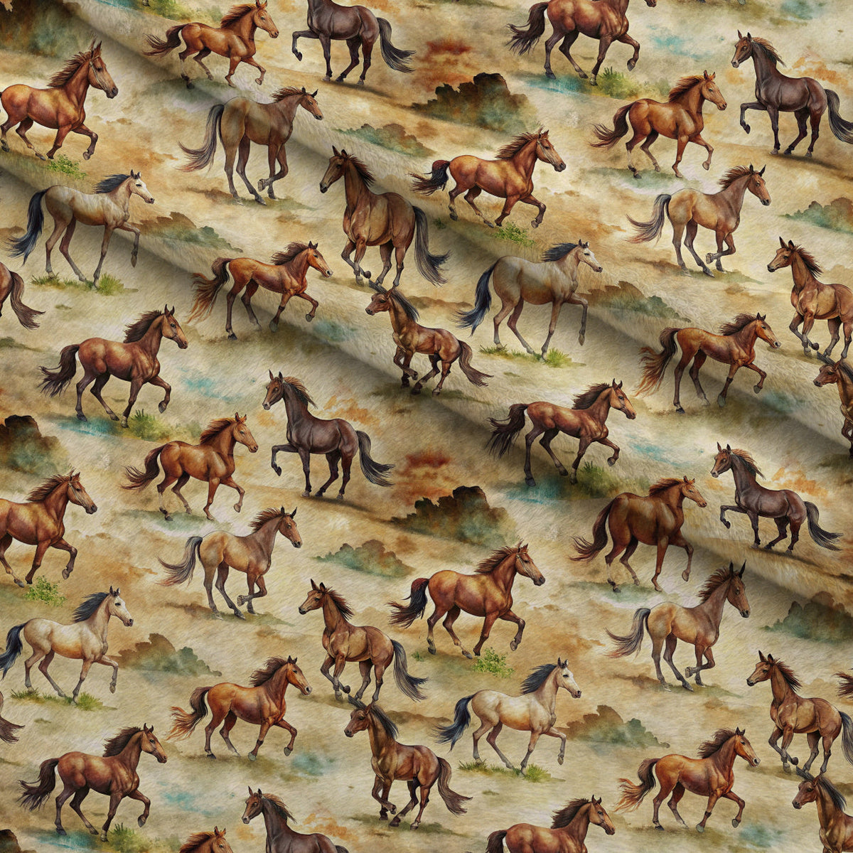 Galloping Mustangs Pattern 3 Minky Fabric