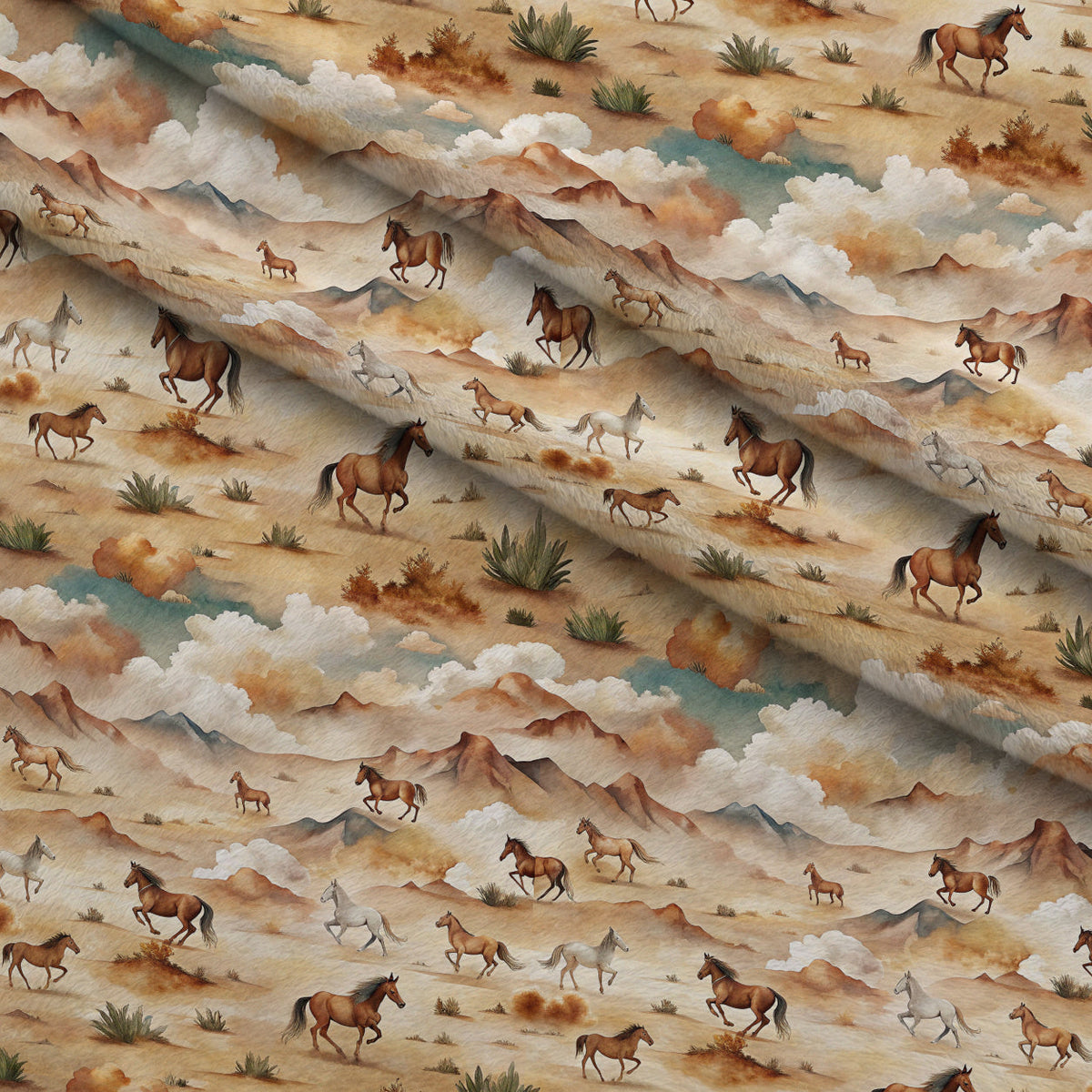 Galloping Mustangs Pattern 8 Minky Fabric
