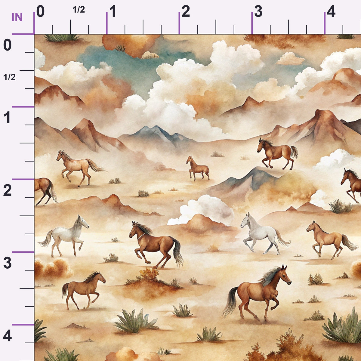 Galloping Mustangs Pattern 8 Minky Fabric