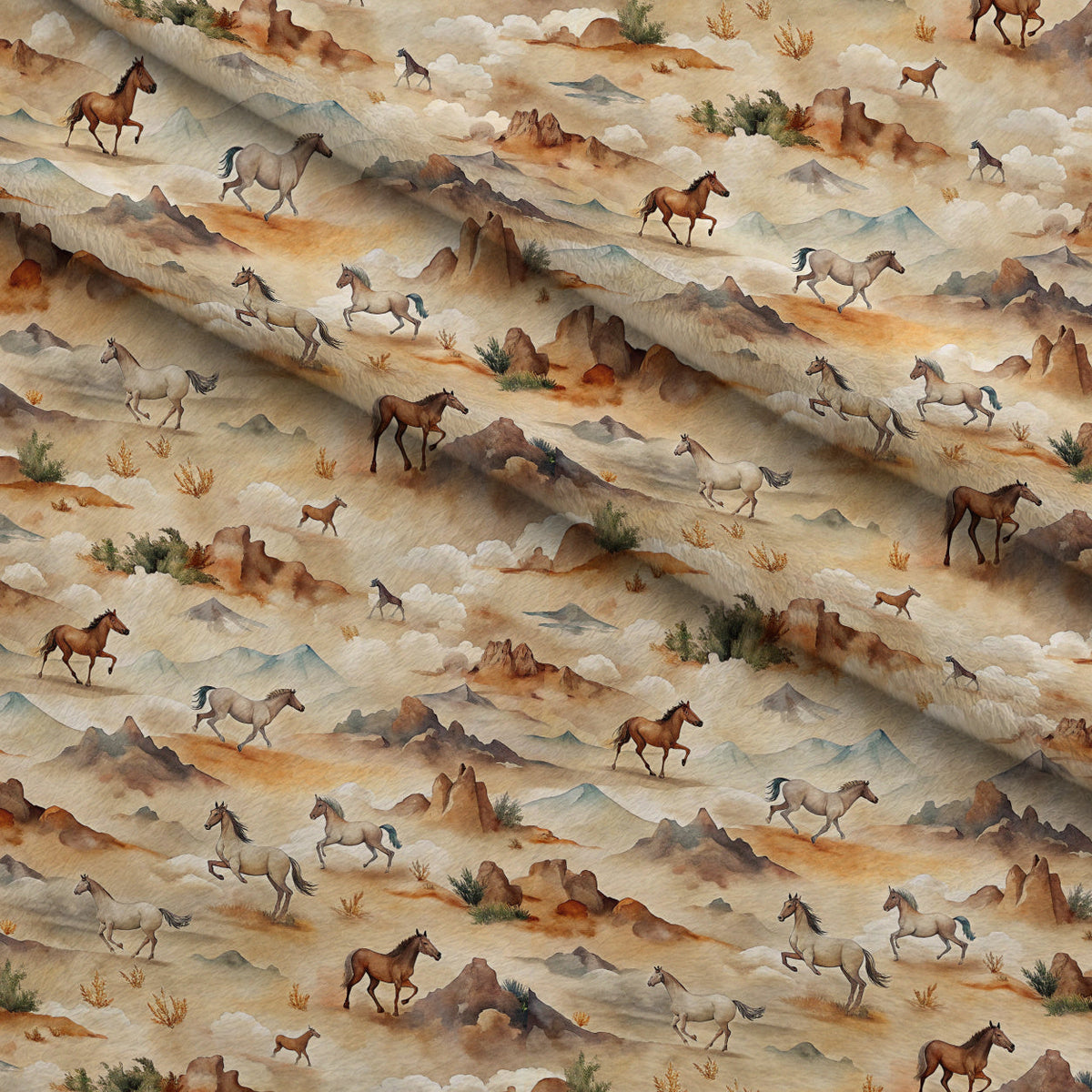 Galloping Mustangs Pattern 9 Minky Fabric