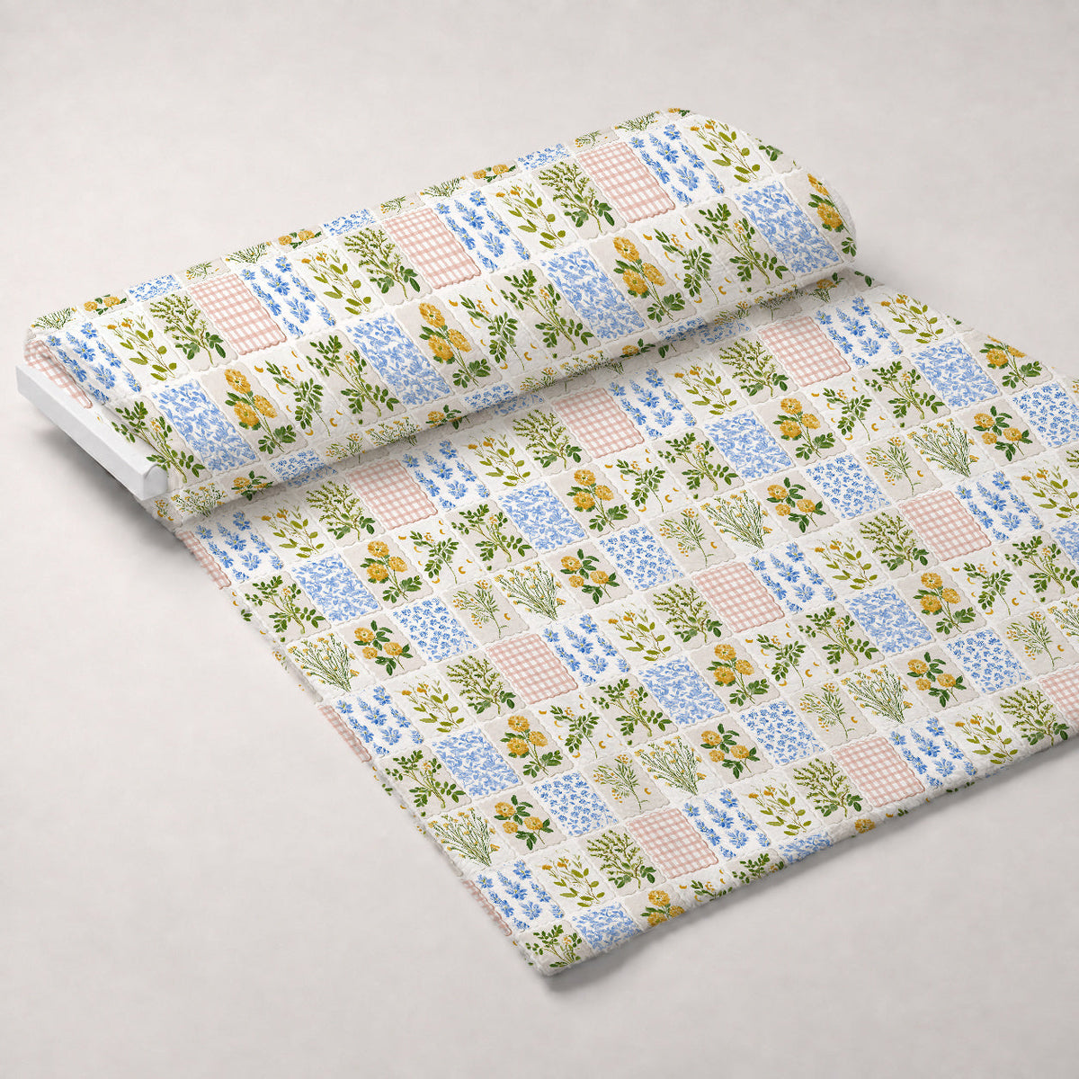 Garden Stamp Patchwork Pattern 1 Minky Fabric