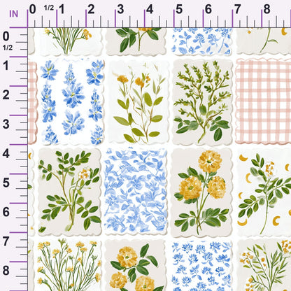 Garden Stamp Patchwork Pattern 1 Minky Fabric