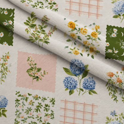 Garden Stamps Pattern 1 Minky Fabric