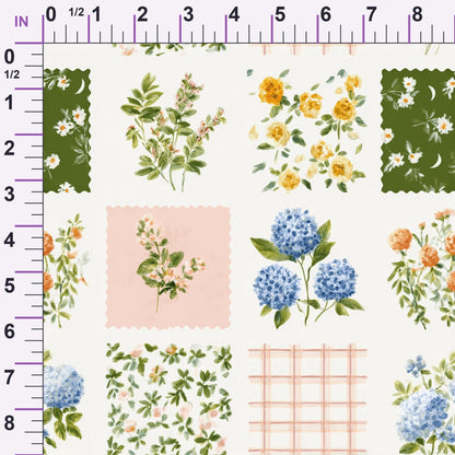 Garden Stamps Pattern 1 Minky Fabric