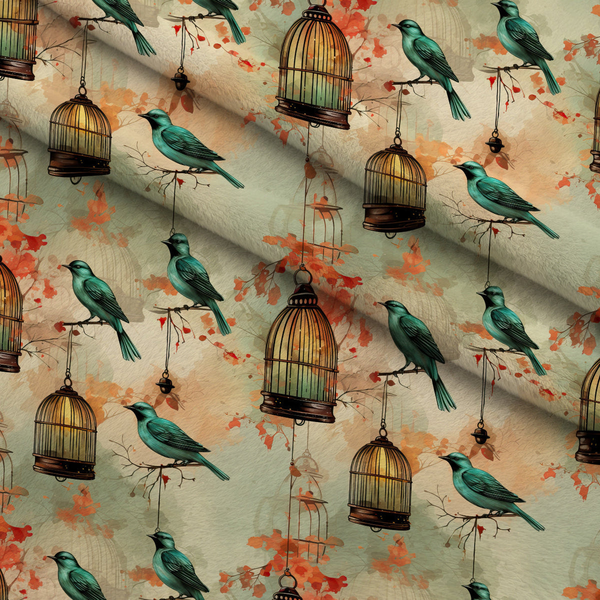 Gilded Aviary Pattern 7 Minky Fabric