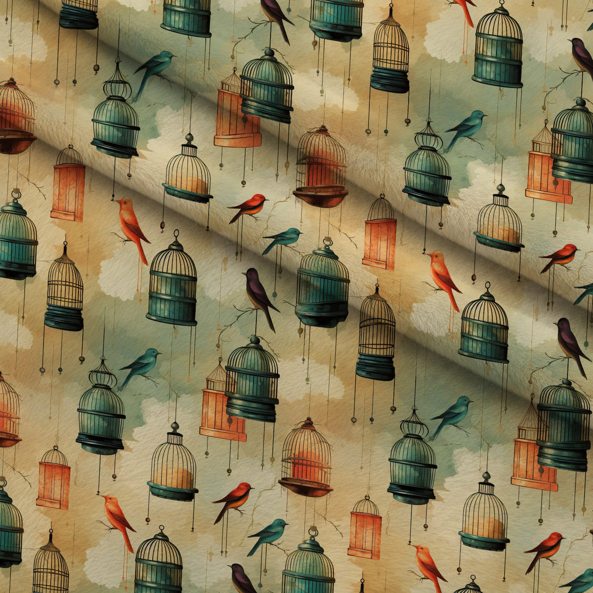 Gilded Aviary Pattern 8 Minky Fabric