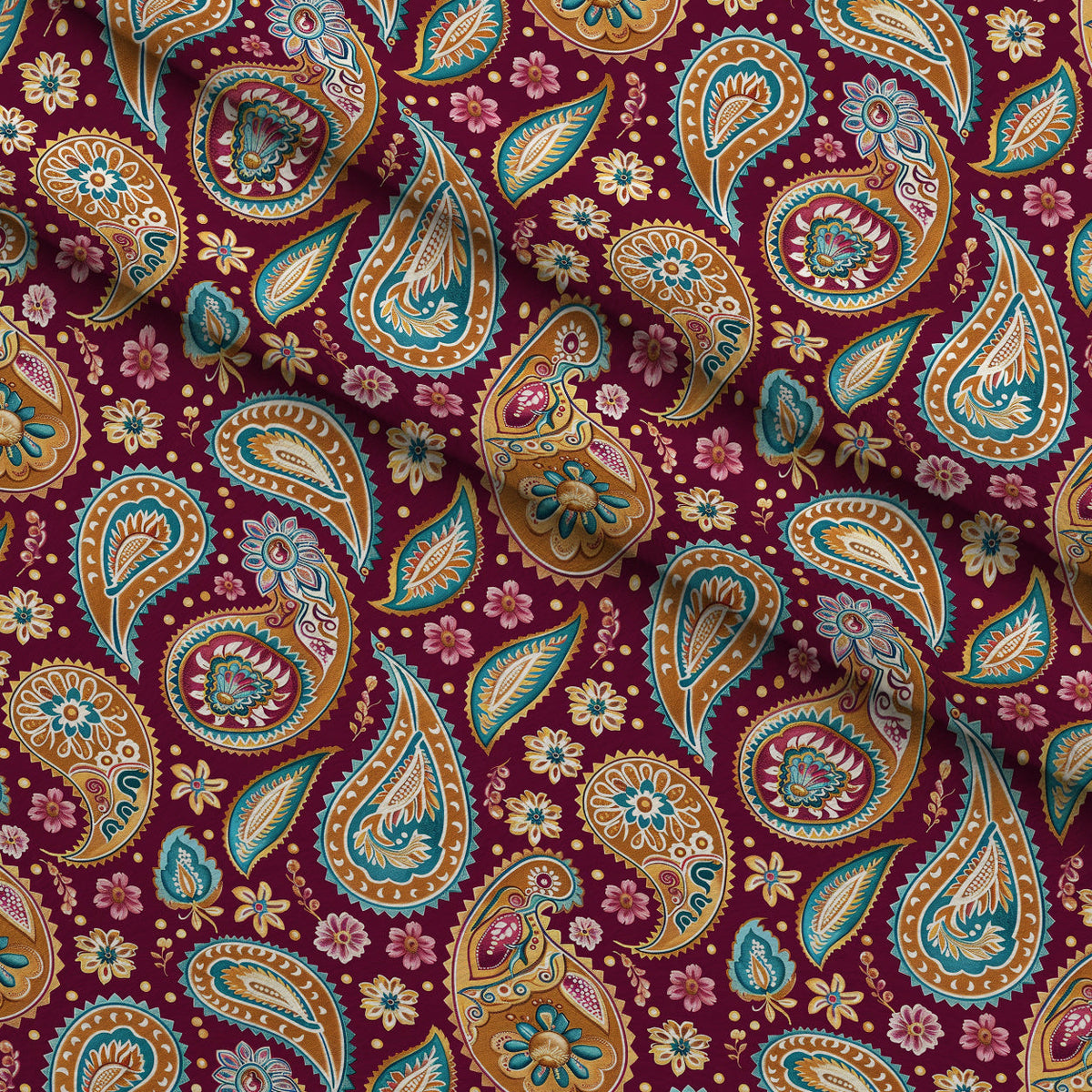Gilded Boteh Blooms Pattern 1 Minky Fabric