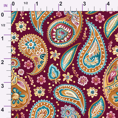 Gilded Boteh Blooms Pattern 1 Minky Fabric