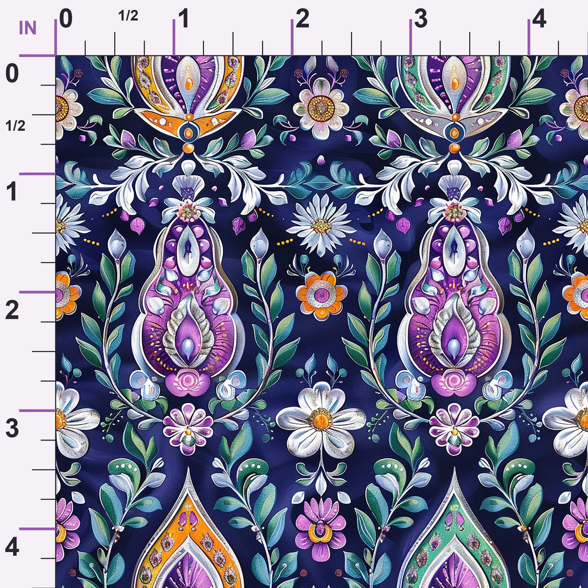 Gilded Boteh Blooms Pattern 10 Minky Fabric