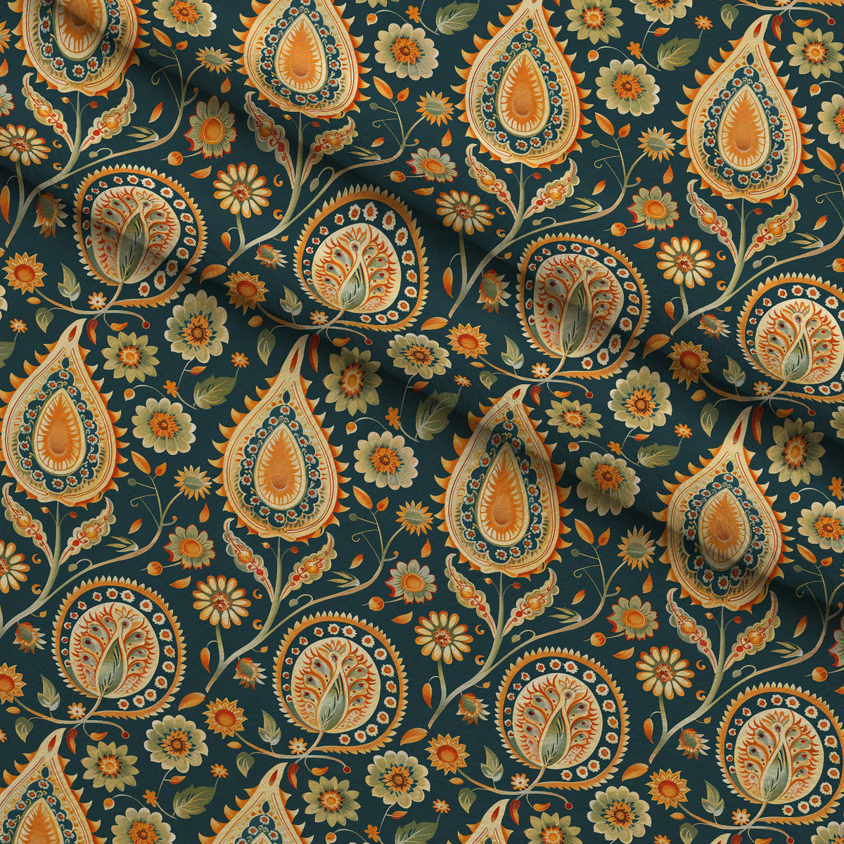 Gilded Boteh Blooms Pattern 2 Minky Fabric